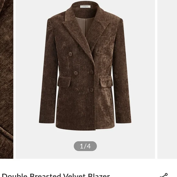 Commense Chocolate Velvet Blazer - Picture 1 of 4